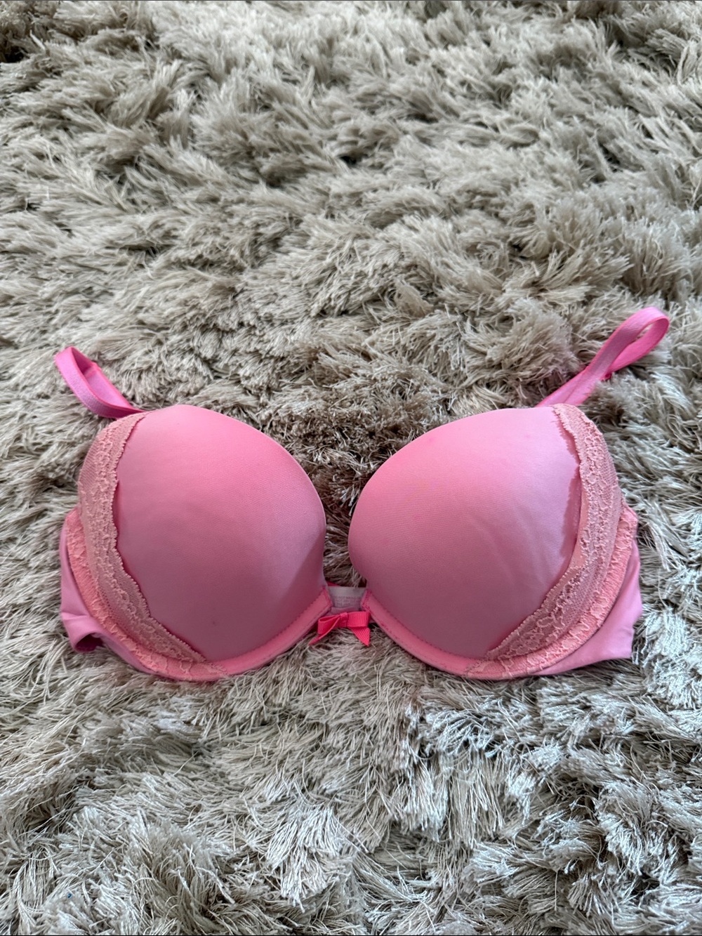 Victoria's Secret Pink Lace-Trim Push-Up Bra